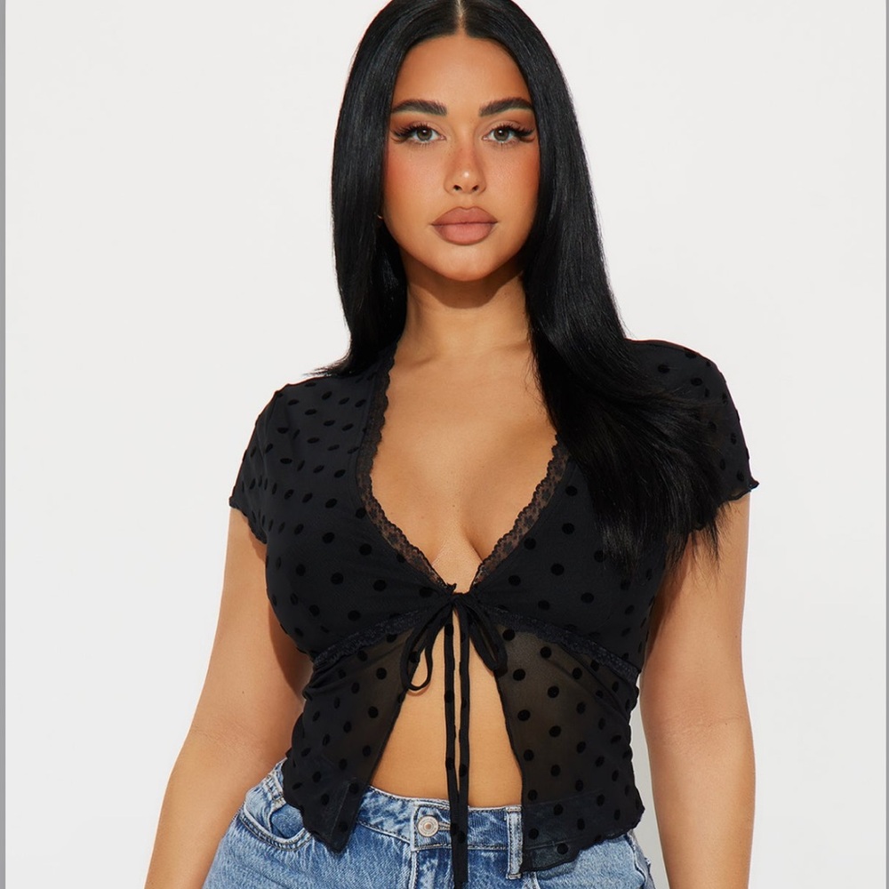 Priyanka Mesh Polka Dot Top